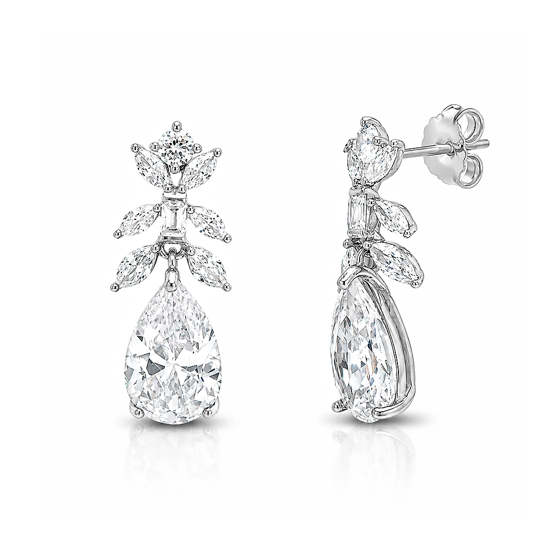 Brinco Blend Collection Folhas com Zircônias Cristal Gota