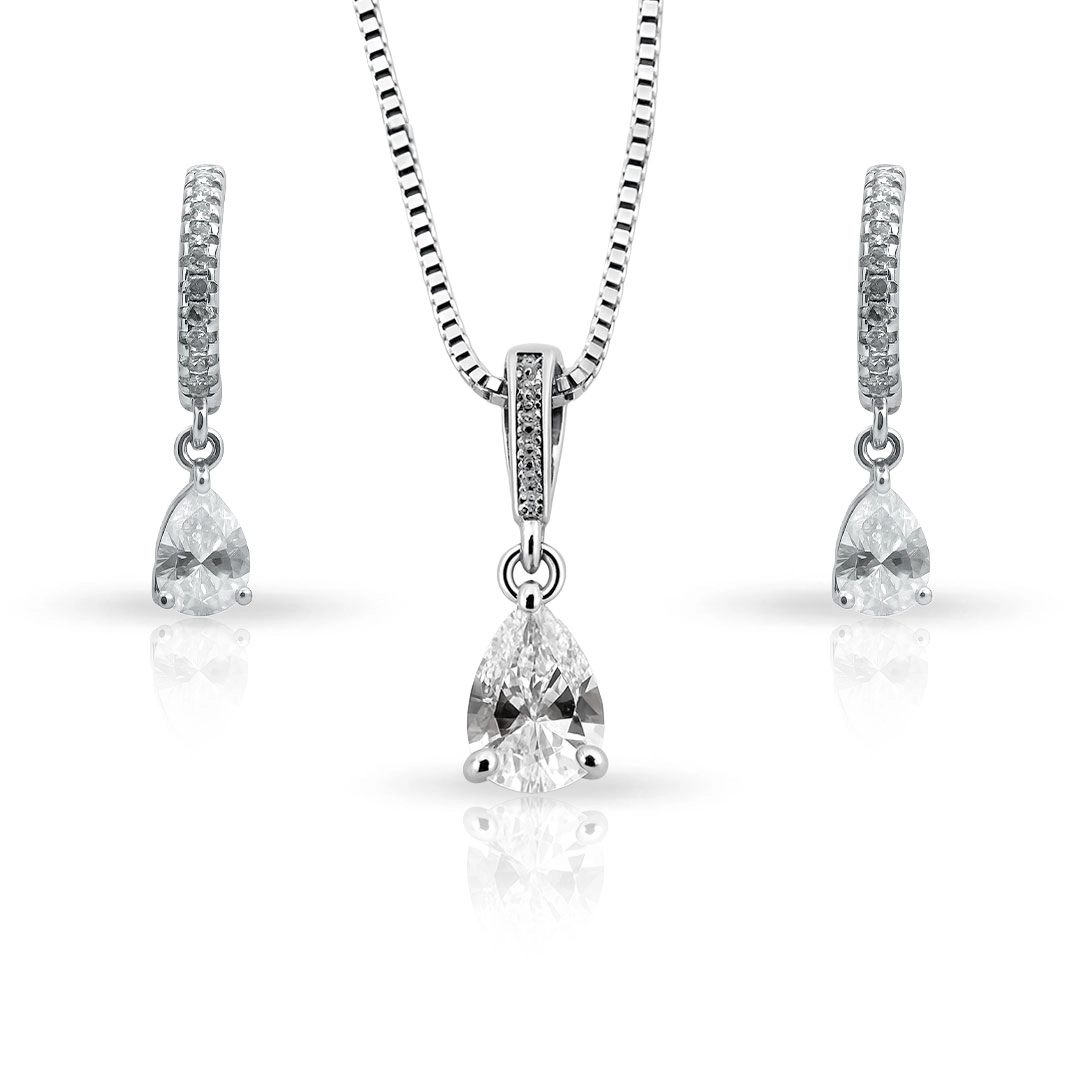 Gargantilha Blend Collection com Brincos de Zircônias Cristal