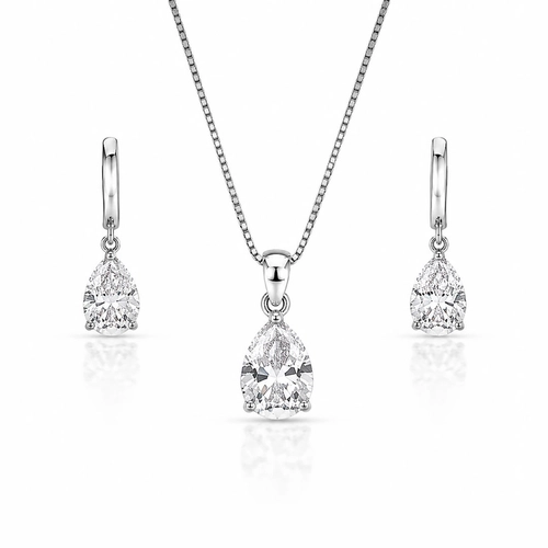 Gargantilha Blend Collection com Brincos e Zircônias Cristal Gota