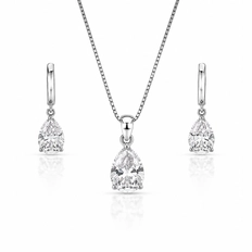 Gargantilha Blend Collection com Brincos e Zircônias Cristal Gota