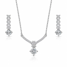 Gargantilha Blend Collection Trabalhada com Brincos de Zircônias Cristal