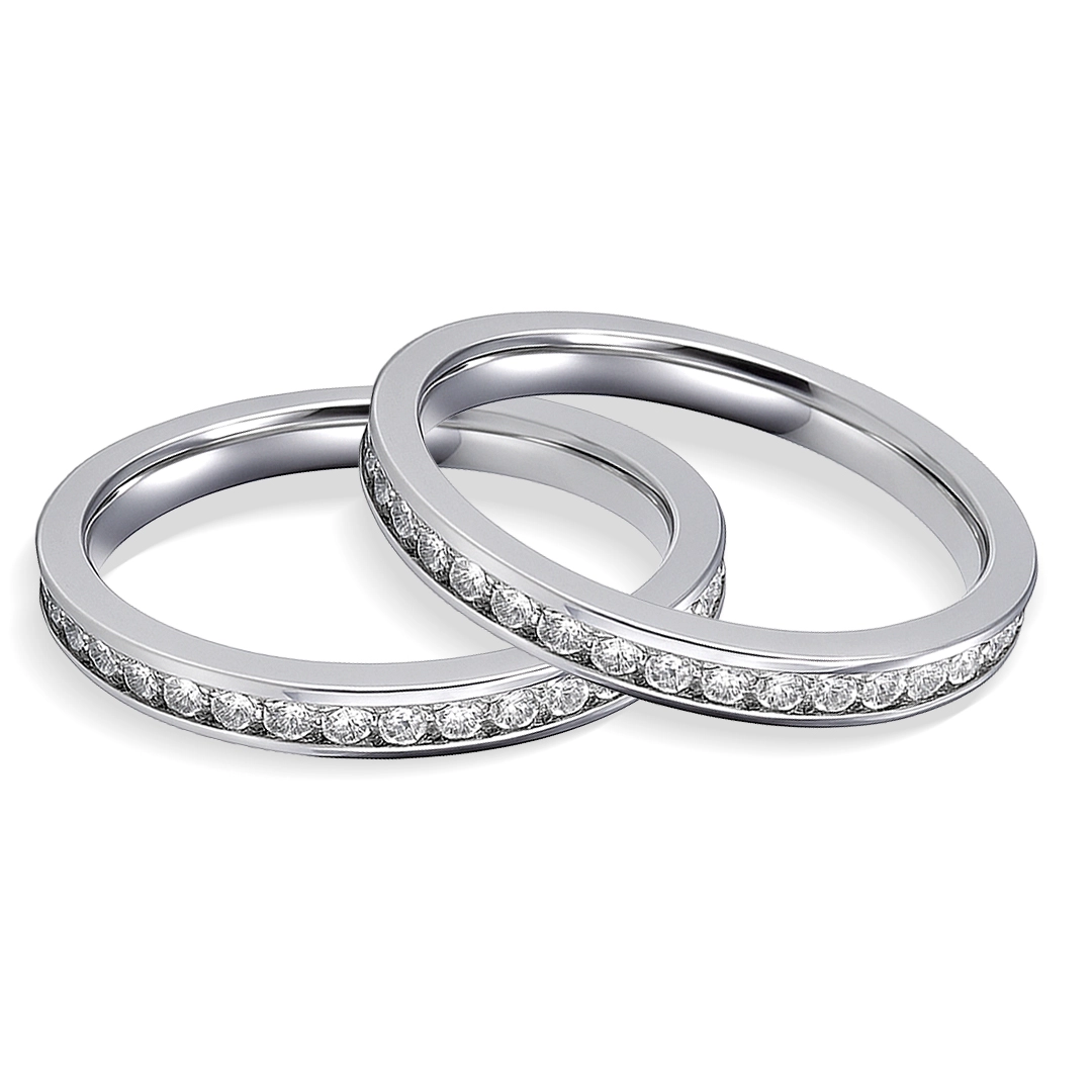 Aliança de Namoro com Zircônias Cristal Cravejadas