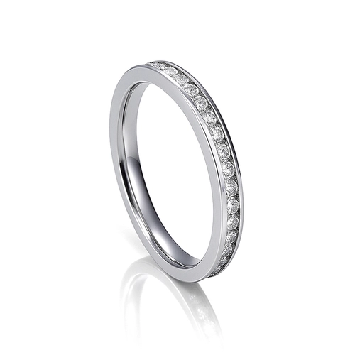 Anel de Aço com Zircônias Cristal Cravejadas
