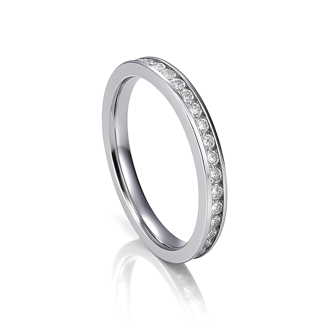 Anel de Aço com Zircônias Cristal Cravejadas