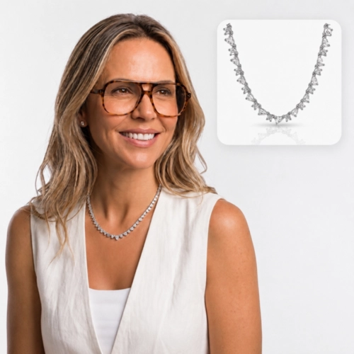 Colar Blend Collection com Gotas em Zircônias Cristal