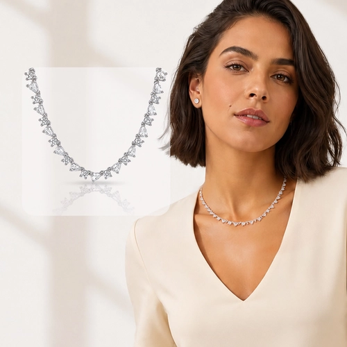 Colar Blend Collection com Gotas em Zircônias Cristal