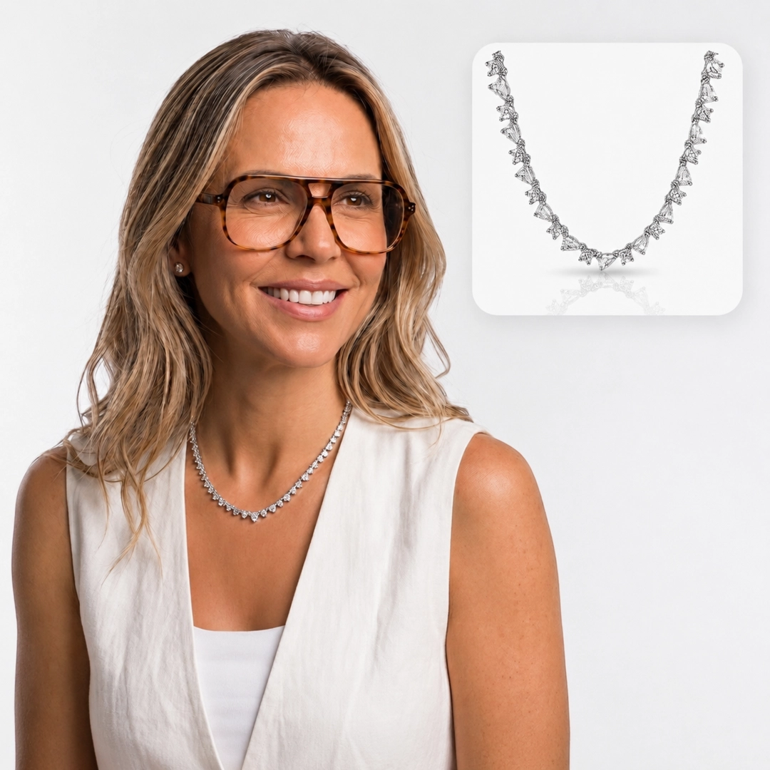 Colar Blend Collection com Gotas em Zircônias Cristal