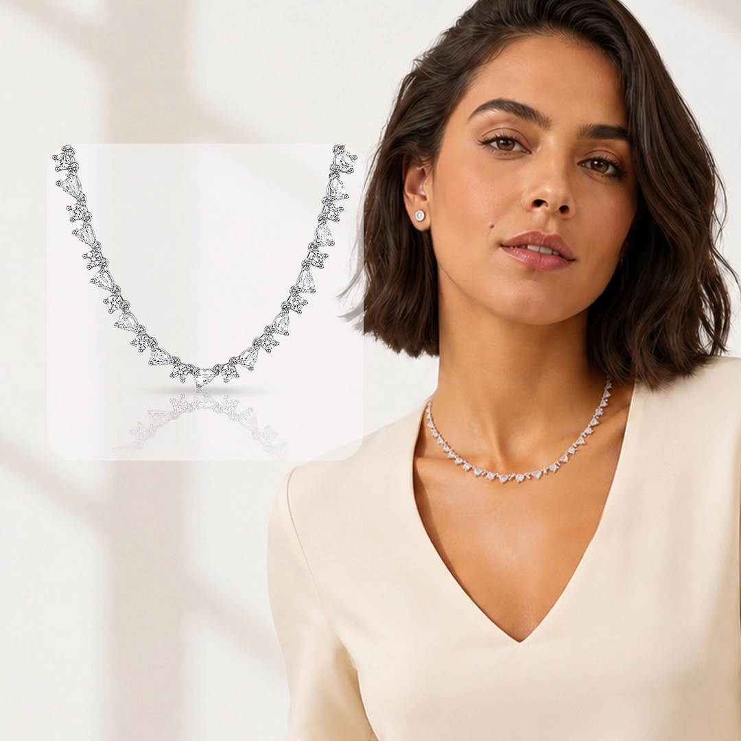 Colar Blend Collection com Gotas em Zircônias Cristal