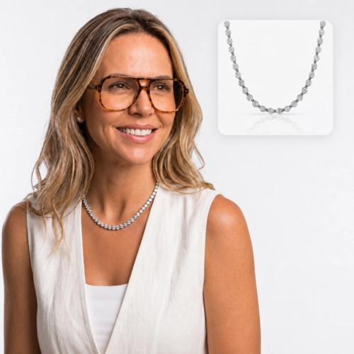 Colar Blend Collection com Zircônias Redondas