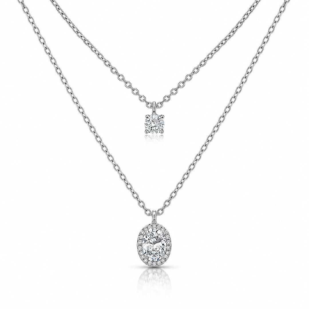 Gargantilha Dupla Blend Collection com Zircônias Cristal