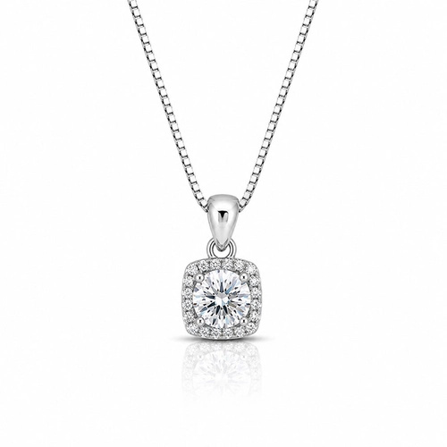 Gargantilha Blend Collection com Pingente Quadrado e Zircônia Cristal