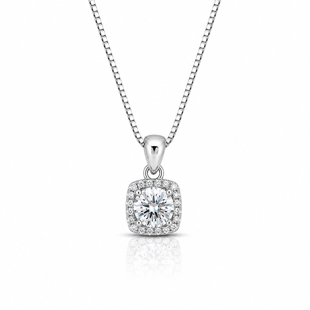 Gargantilha Blend Collection com Pingente Quadrado e Zircônia Cristal
