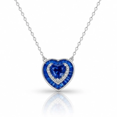 Gargantilha Blend Collection com Coração de Zircônias Cristal e Safira