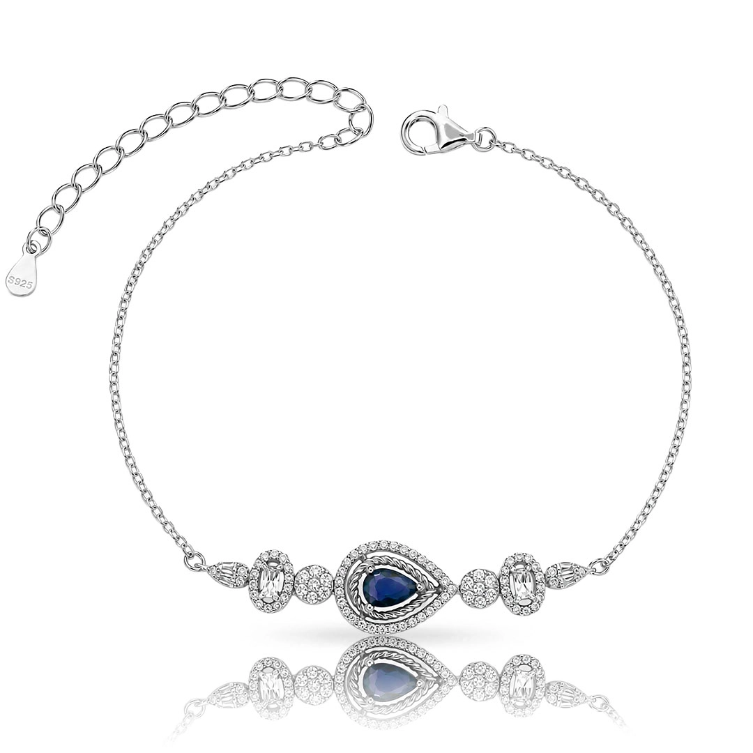 Pulseira Blend Collection Gota com Zircônia Safira e Cristal