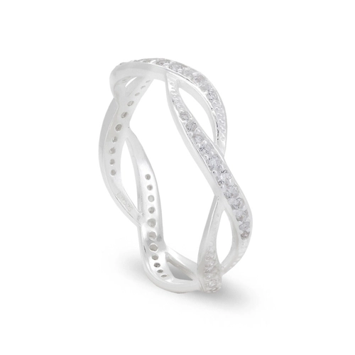 Anel De Prata Símbolo do Infinito com Zircônia Cristal