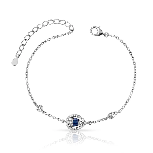 Pulseira Blend Collection com Zircônias Cristal Gota e Safira Retangular