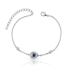 Pulseira Blend Collection com Zircônias Cristal Gota e Safira Retangular