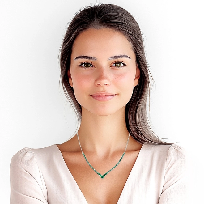 Gargantilha de Prata Blend Collection com Zircônias Esmeralda