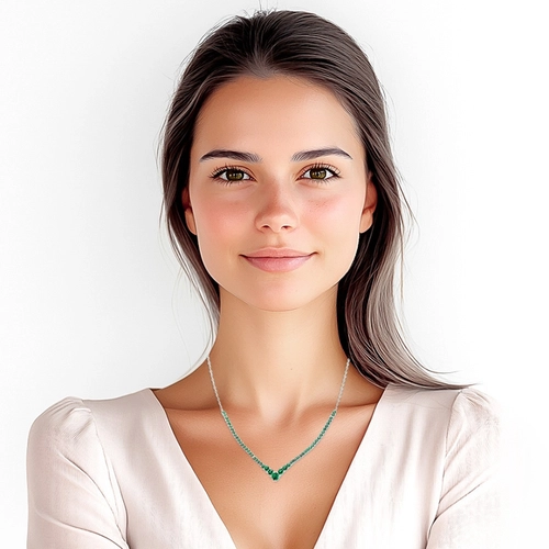 Gargantilha de Prata Blend Collection com Zircônias Esmeralda