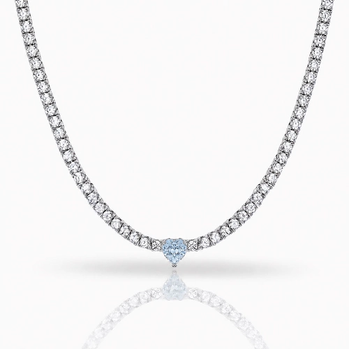 Colar Blend Collection Riviera com Zircônias Cristal E Coração Zircônia Topázio