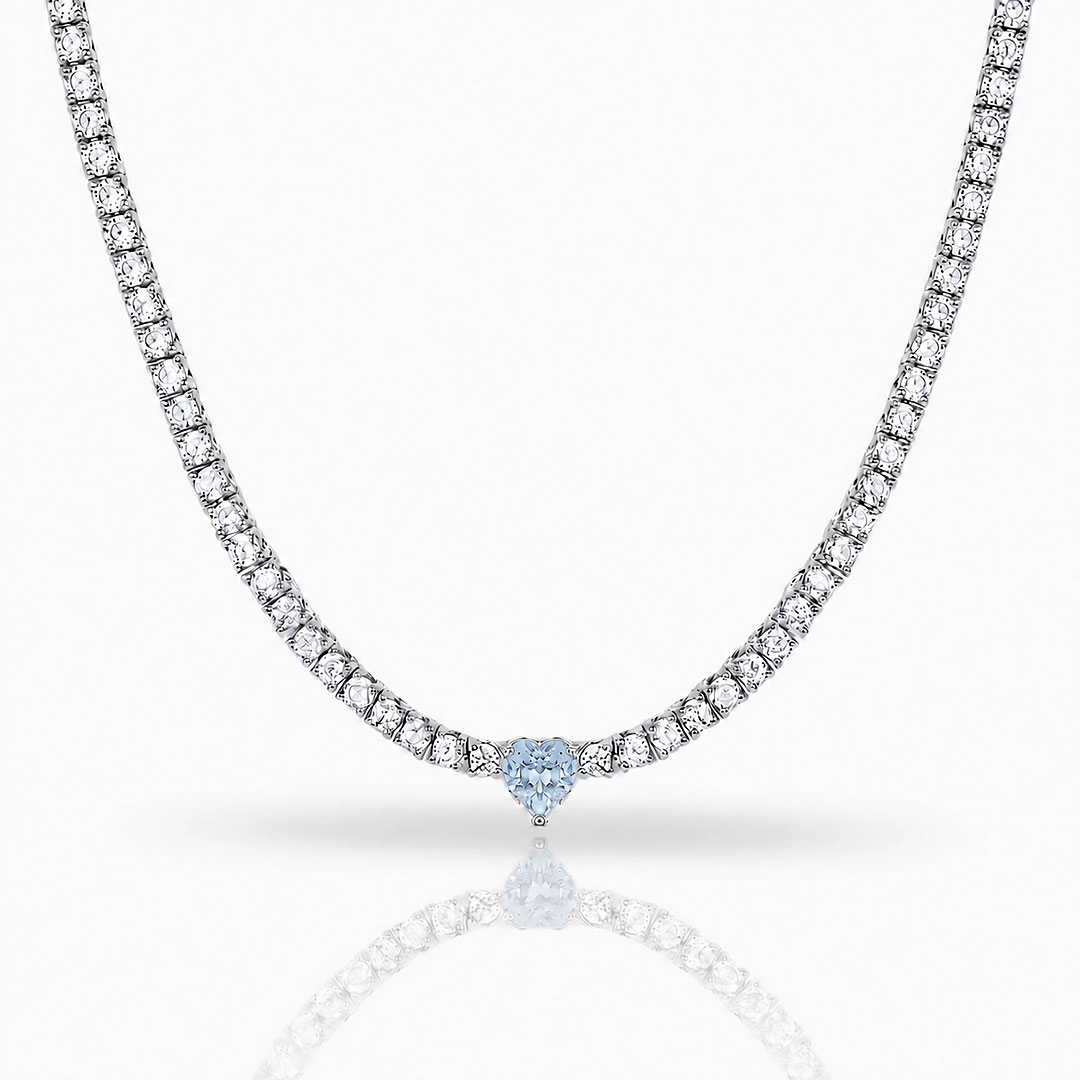 Colar Blend Collection Riviera com Zircônias Cristal E Coração Zircônia Topázio