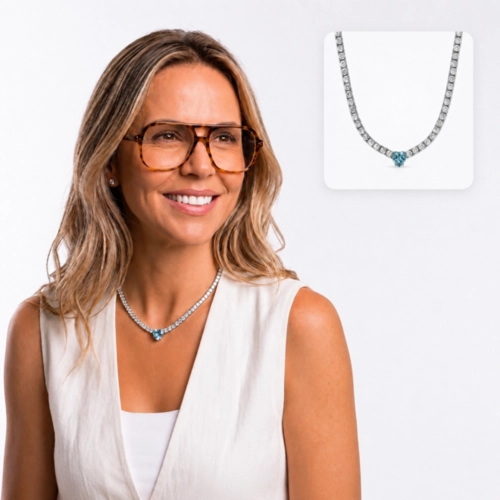 Colar Blend Collection com Coração de Zircônia Topázio