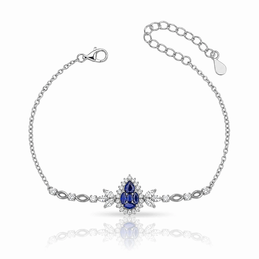 Pulseira Blend Collection Trabalhada com Gota em Zircônias Cristal e Safira