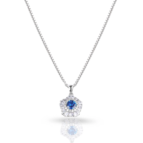 Gargantilha Blend Collection com Pingente Trabalhado de Zircônias Cristal e Safira
