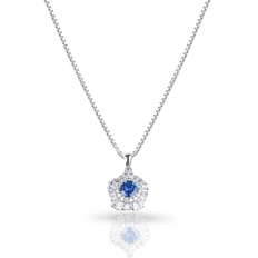 Gargantilha Blend Collection com Pingente Trabalhado de Zircônias Cristal e Safira