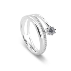 Anel Triplo com Zircônia Cristal