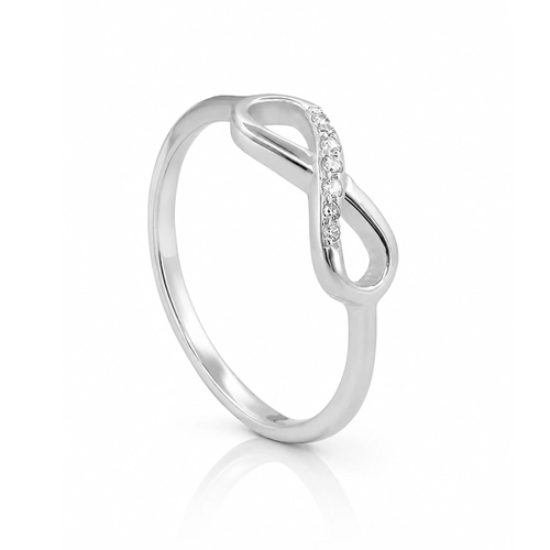 Anel Espelhado com Símbolo do Infinito e Zircônias Cristal Cravejadas