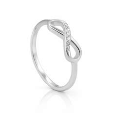 Anel Espelhado com Símbolo do Infinito e Zircônias Cristal Cravejadas
