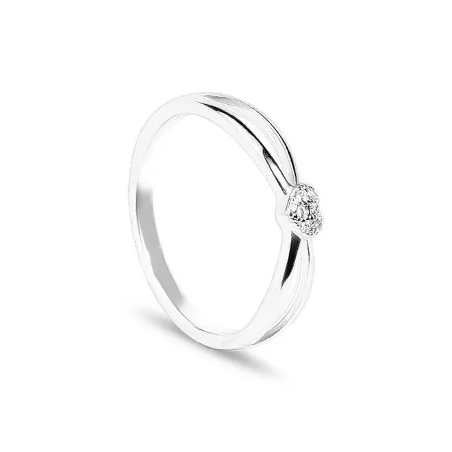 Anel Vazado Com Coração E Zircônia Cristal
