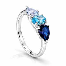 Anel Blend Collection com Zircônias Topázio e Safira Gota