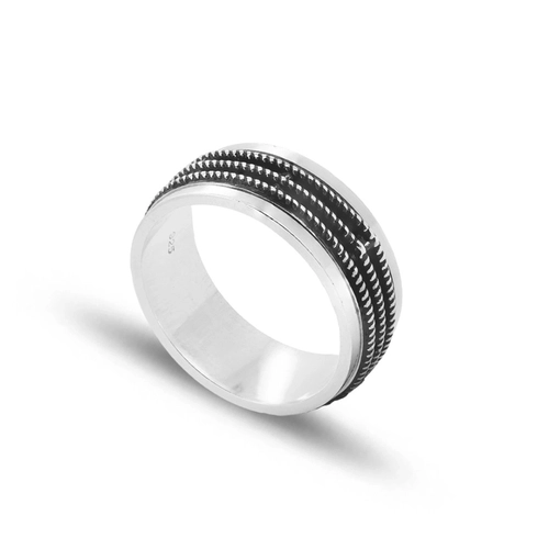 Anel Masculino Estilo Bali Trabalhado e Envelhecido