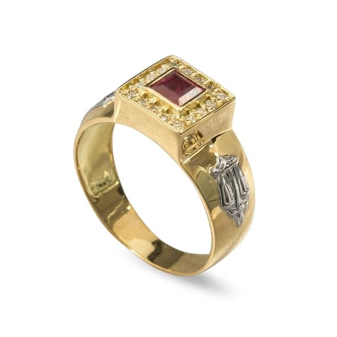 Anel de Formatura em Ouro 18k com Zircônia Quadrada
