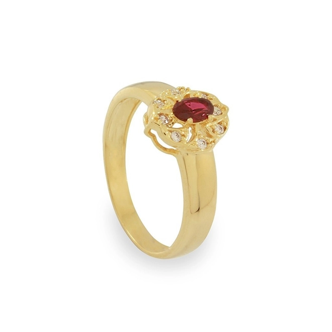 Anel de Formatura em Ouro 18k com Zircônia Oval