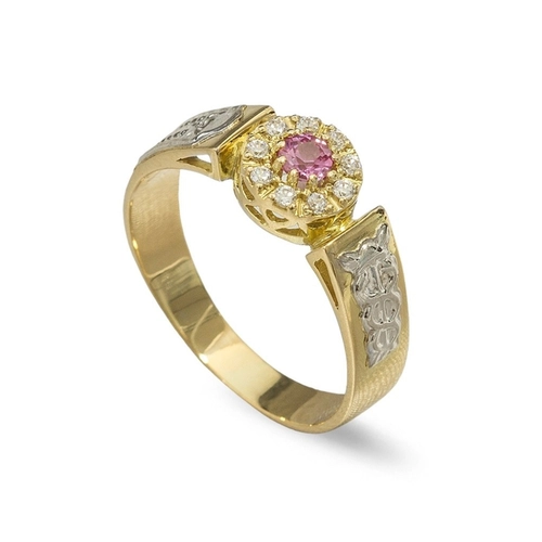 Anel de Formatura em Ouro 18k Trabalhado com Zircônia Redonda