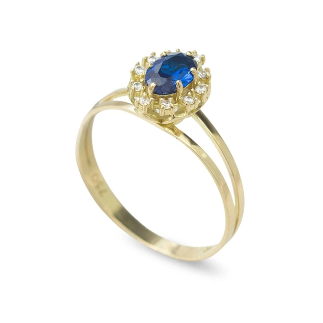 Anel de Formatura em Ouro 18k Dois Fios com Zircônia Oval