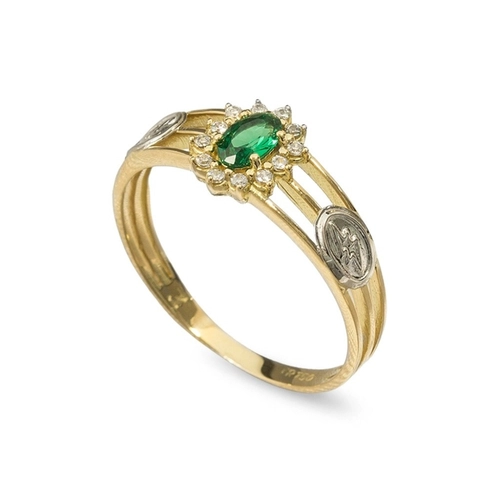 Anel de Formatura em Ouro 18k Três Fios com Zircônia Oval