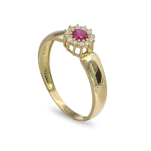 Anel de Formatura em Ouro 18K Redondo com Zircônias
