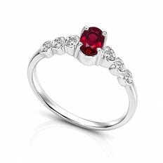 Anel de Formatura com  Zircônia Rubi e Zircônias Cristal