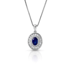 Gargantilha Blend Collection Com Zircônia Oval Safira Cravejada com Zircônias Cristal
