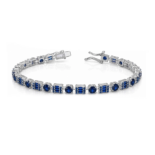 Pulseira com Zircônias Safira Retangulares e Redondas – Blend Collection