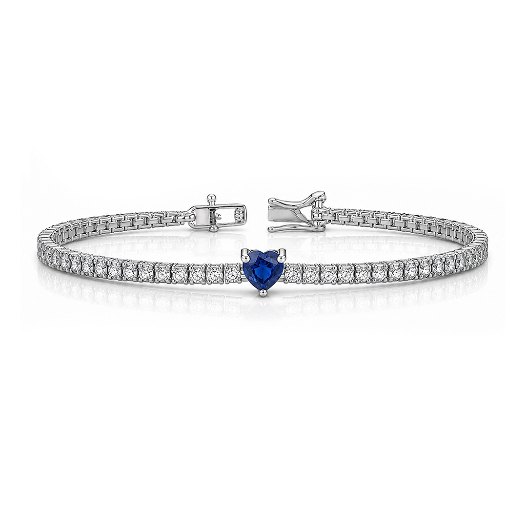 Pulseira Blend Collection Riviera com Coração em Zircônia Safira