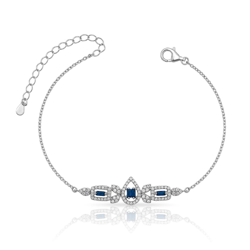 Pulseira Blend Collection com Zircônias Cristal e Safira Retangular