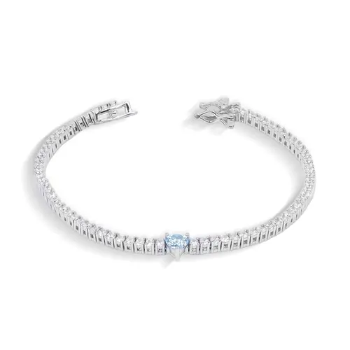 Pulseira de Prata Blend Collection Riviera com Coração em Zircônia Topázio