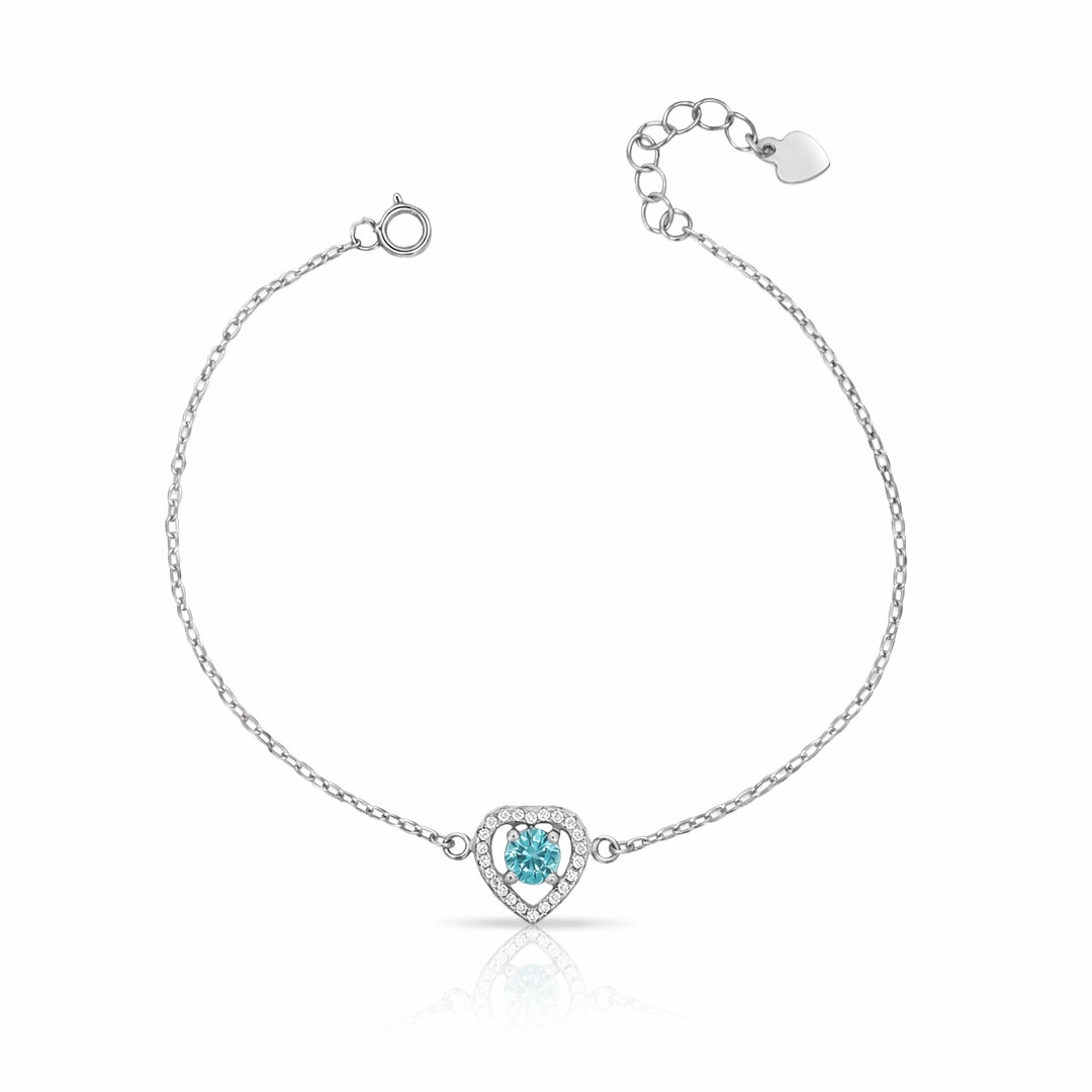 Pulseira Blend Collection Coração com Zircônias Cristal e Topázio