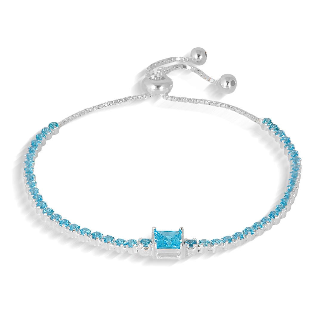 Pulseira Blend Collection Com Zircônias Topázio Quadrada e Redonda