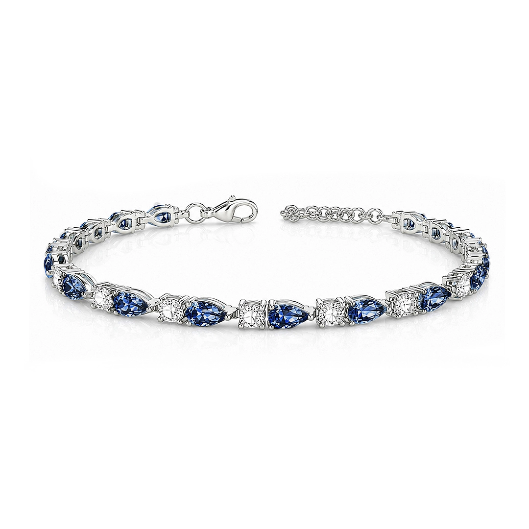 Pulseira Blend Collection com Zircônias Cristal e Gota em Zircônia Safira